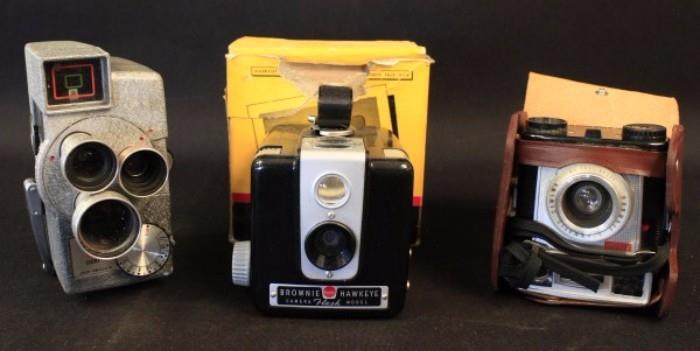 3 Vintage Cameras - Kodak - Wollensak