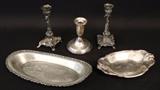 Vintage Silver Plate Se4t - Candlestick - Platters