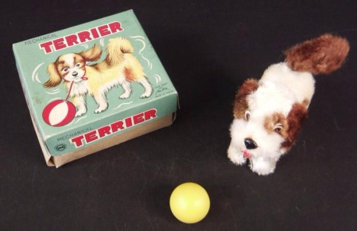 Vintage Mechanical Winding Terrier - In Box, Toy