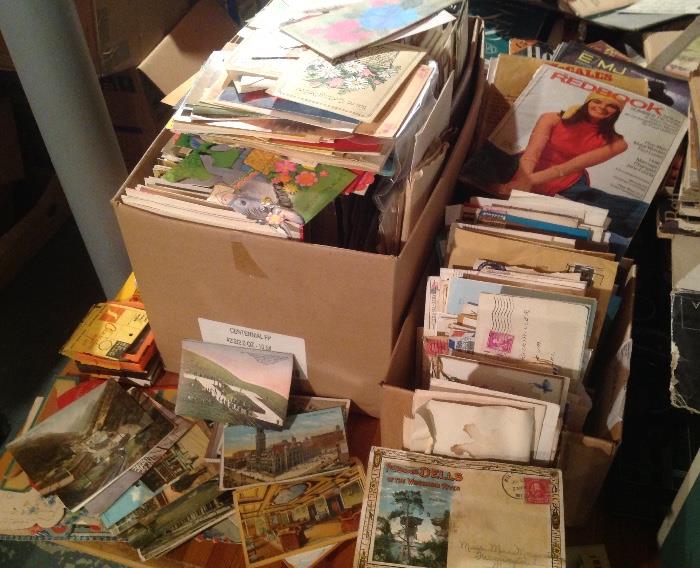 Old postcards and tons of old paper
