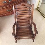 antique child's rocker up close
