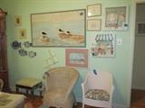 Wall Hangings and Vintage Wicker plus Vanity Stool
