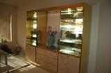 Travertine Dinning room lighted hutch