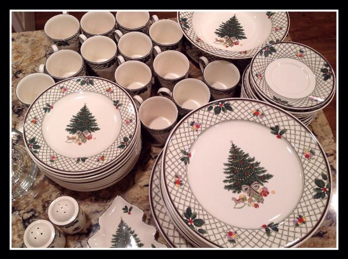 Mikasa Heritage Christmas Story dish set with serving pieces. 