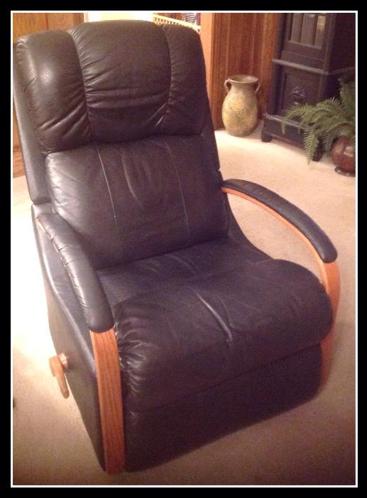 LaZBoy small leather rocker recliner 