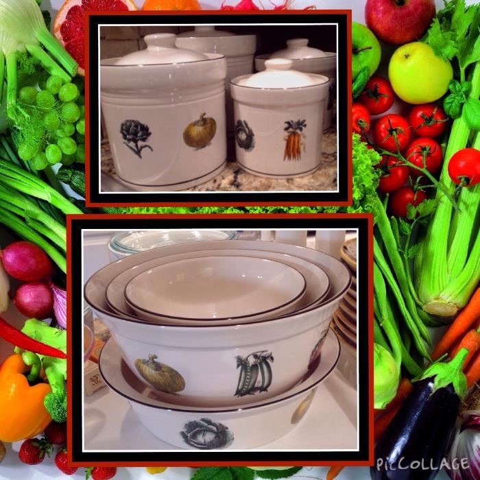 Pfaltzgraff Farmer's Market Cannisters and serving or mixing bowls