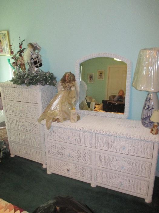 Part of the white wicker bedroom set