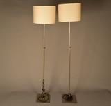 Lot 10-LR: Pair of Silver-toned Floor Lamps