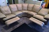 Lot 22-LR:  Italian Beige Leather Sectional Sofa