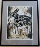 Lot 23-SW:  Pen/Colored Ink Drawing on Deckled Paper