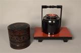 Lot 112-G: Asian Round Stacking Boxes & Lacquered Tray