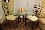 Lot 208-K: Iron and Glass Kitchen Table with 2 Chairs