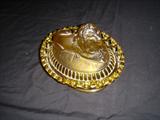 Glass Lion covered dish Pat'd 1889