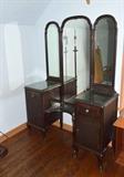 Antique Vanity / Dressing Table with Tri-Fold Mirrror