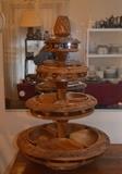 Vintage Carved Wood Pineapple 3-Tiered Lazy Susan / Serving Tray