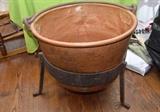 Huge Copper Cauldron with Iron Stand
