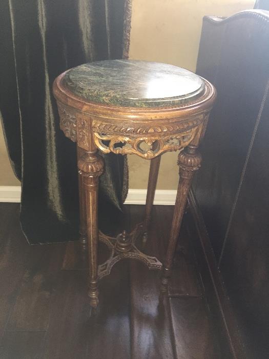 Green marble top end table