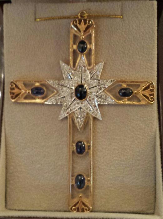 Large gold and diamond cross