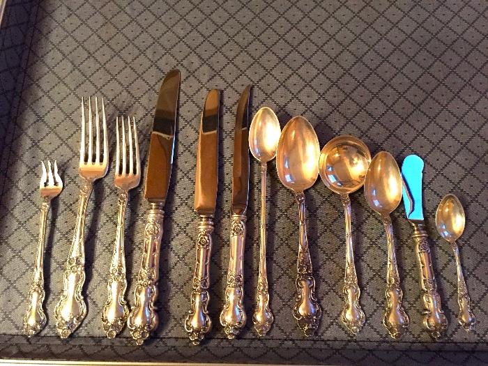 Watson 114 piece sterling silver set.   12 pieces to each place setting!
