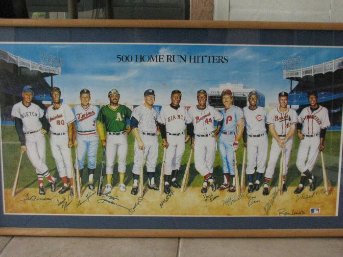 Autographed 500 Home Run Hitters Framed Poster