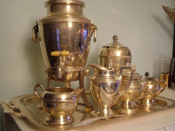 Silver Over Copper Electric Tea/Coffee service set 7pcs