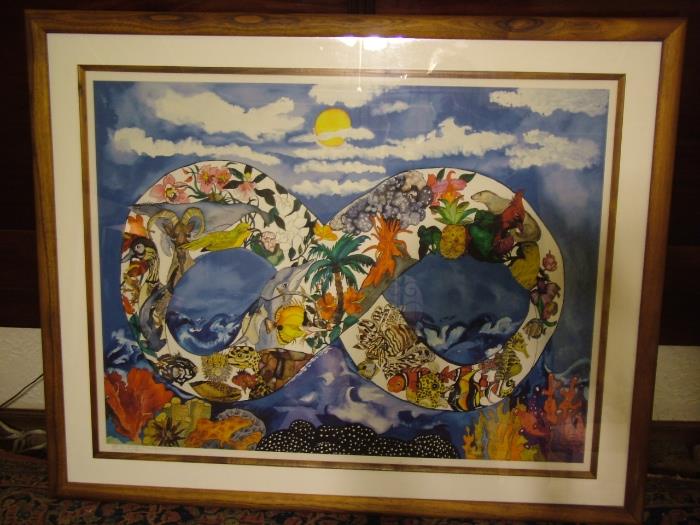 Hawaiin Artist, Candace Lee signed Infinate Manifestations 24" x 32" In watercolor