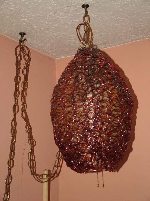 Art Glass Beehive style hanging lamp