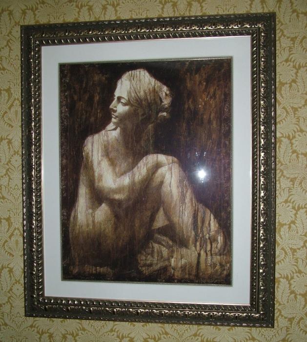 Jian Chang Serigraph (Woman after bath)  signed/numbered 11/250  27.5 x 36" with beautiful frame & matting(COA & Sale price Receipt)