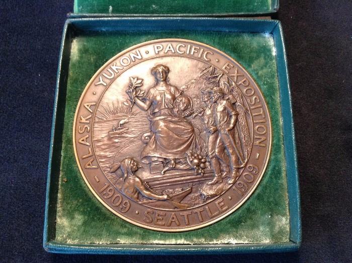 Alaska Yukon Pacific Exposition souvenir bronze medal made by The Gorham Co