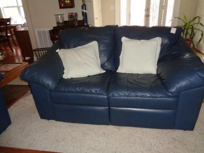 leather loveseat, reclines