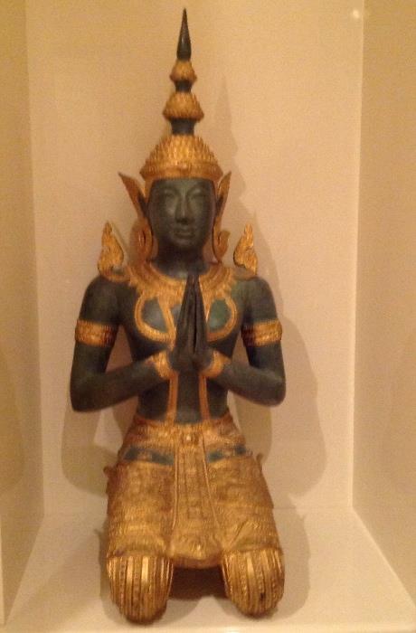Asian two color bronze statue of a god