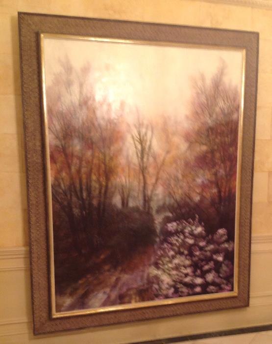 Large Impressionistic woodland scene, oil on canvas