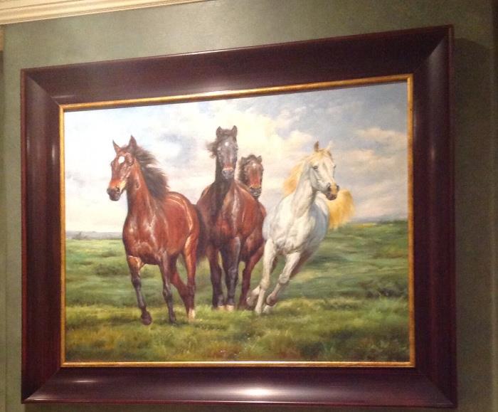Wild Horses, oil on canvas, by the American artist W. Krell