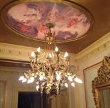 Large French style two color bronze chandelier with figures of ladies