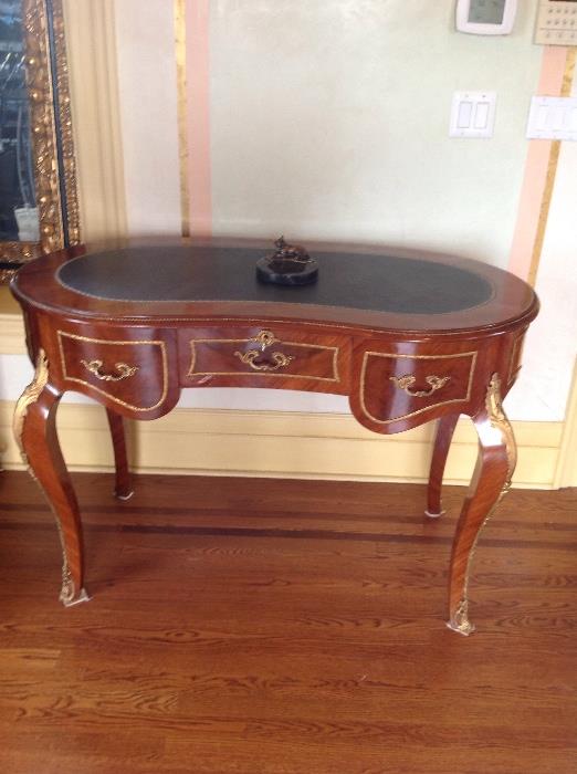 French style leather top kidney shape desk