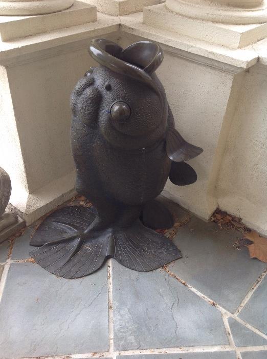 Large bronze statue of a fish