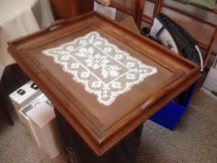 Wooden Tray with Glass