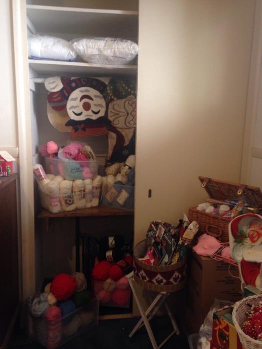 yarn, pillows, craft items, sewing supplies