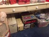 several sewing machines, fabric