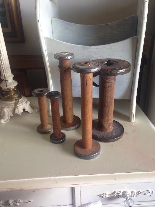 antique wooden spools