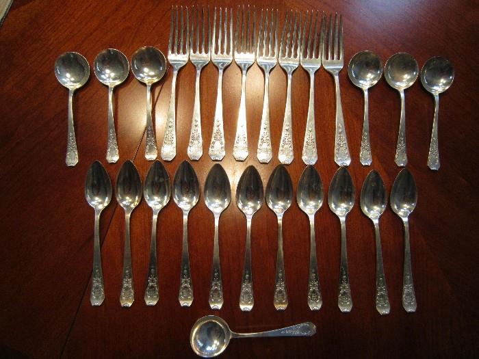 Whiting "Madame Jumel" sterling flatware. There are also knives marked Gorham but in the Madame Jumel pattern