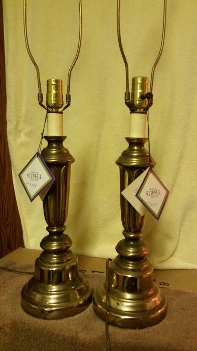 Vintage Stiffel Brass Lamps with tags. 