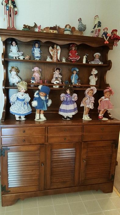 dolls, Ethan Allen cupboard