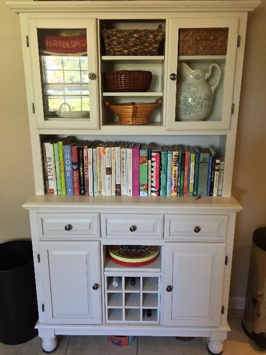 Very nice kitchen hutch and various kitchen items (cookbooks not for sale)...