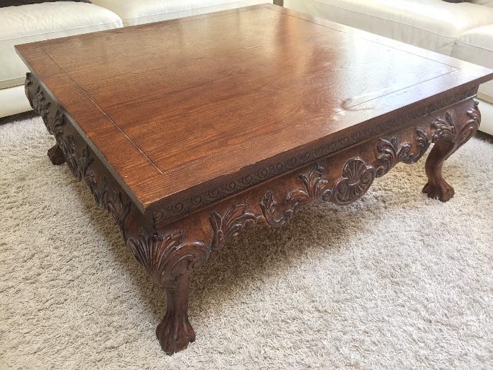 Large solid coffee table.