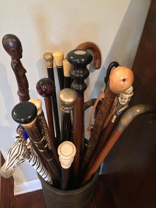 Wonderful collection of antique canes.