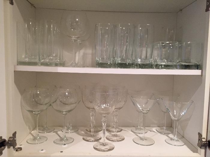 Lots of crystal glasses and stemware...