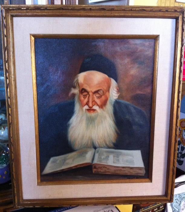 Large original painting of elderly Rabbi.