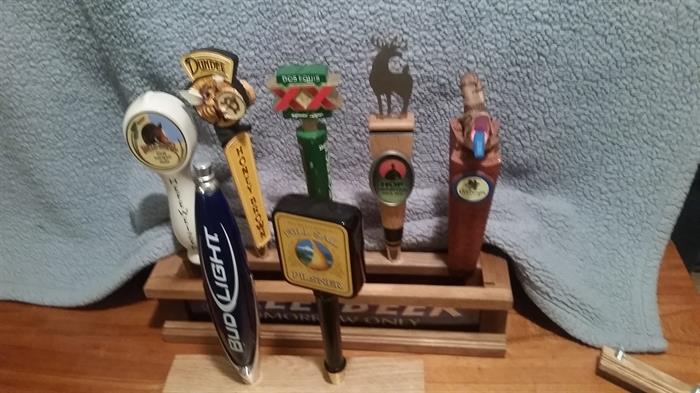 Amber Bock - Beer Tap Displays (2) - Blue Tongue Brewery - Boulevard Wheat - Bud Light - Coors Artic Ice - Coors Light - Dos Equis - Dundee - Falstaff - Foster’s -Full Sail Pilsner - Hamm’s - Hop Mountain Ale - Keystone Light - Killian’s Red - Kingpin - Kingpin Bridge Port - Long Trail Ale - Michelob - Miller Lite - Pabst - Blue Ribbon - Red Dog - Red Wolf - Schlitz (2) - Stroh’s - Strohl’sWild Boar