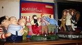 Three Stooges - Cookie Jar, Danbury Mint Figurines & Lighted Winston Sign
